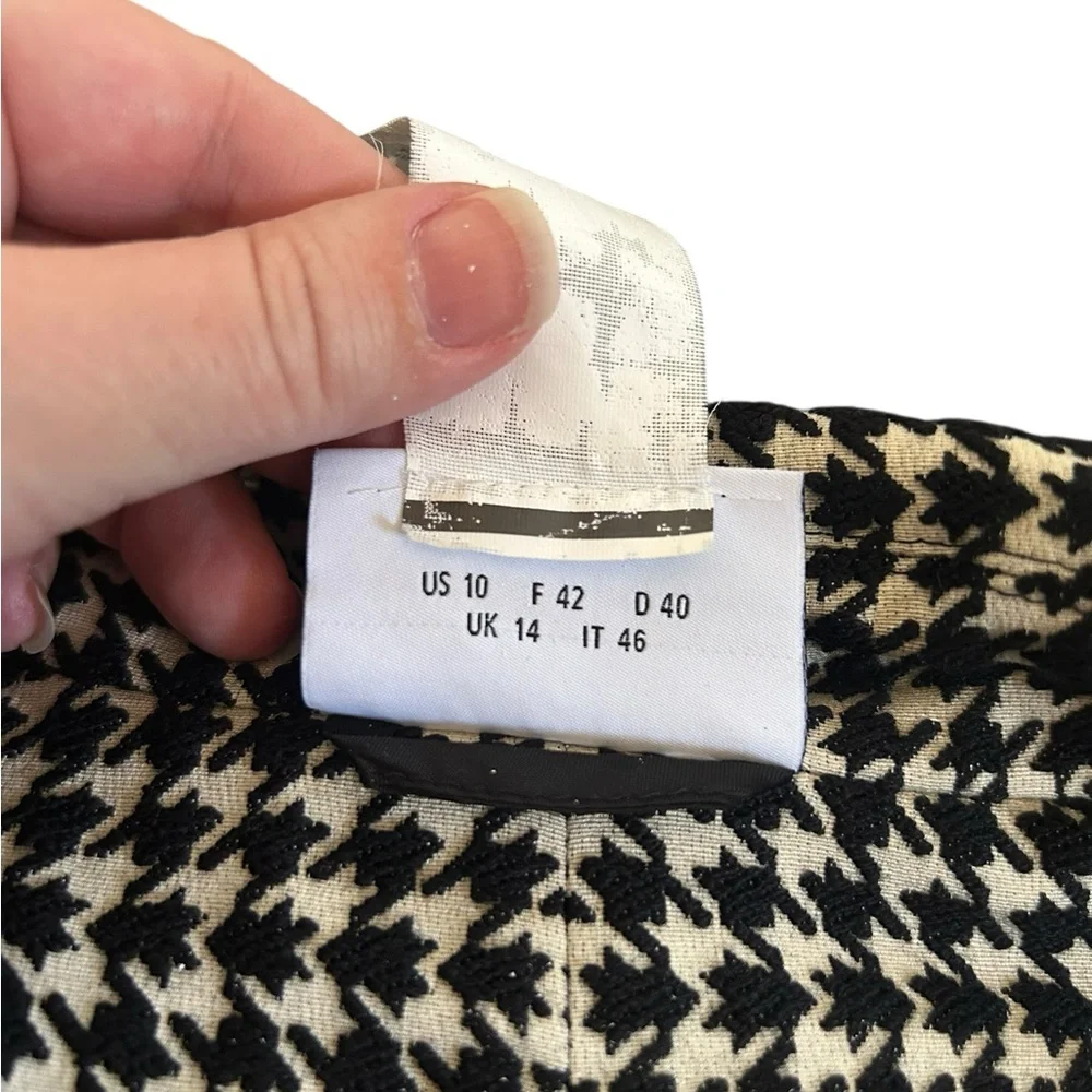 Akris Punto Belted Houndstooth Peplum Jacket Black White Zip-Up Luxury Size 10 - Picture 5 of 16